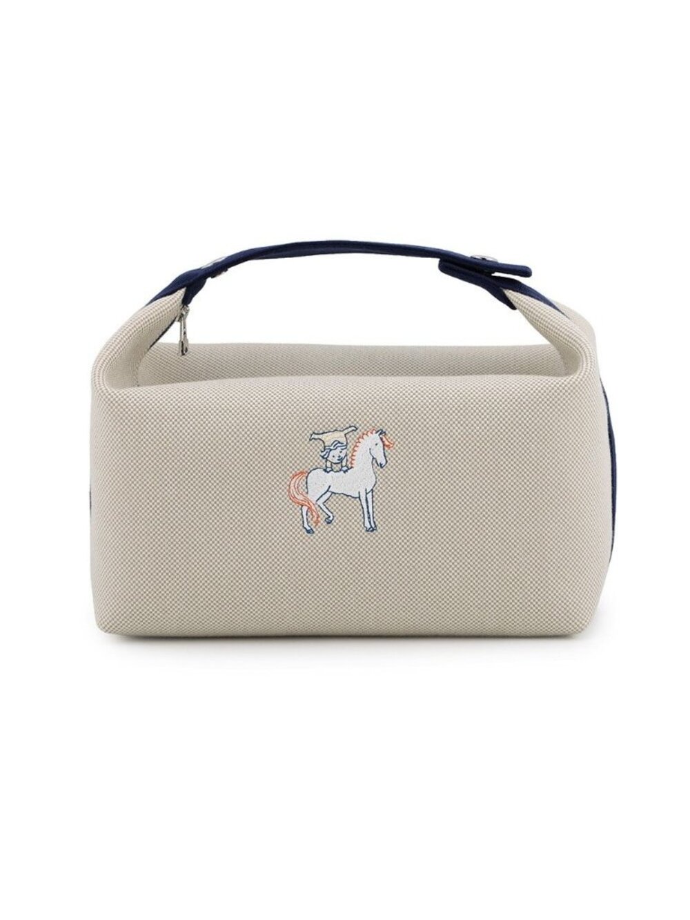 Hermes Pouch Bride-a-Brac GM Cabriole Grease Pail Silver Canvas Case